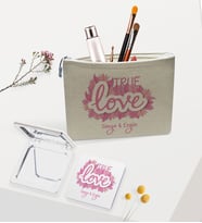 BK Gift Kişiye Özel Keten Makyaj Çantası ve Ayna Seti, Sevgiliye Hediye, Sevgililer Günü Hediyesi, Doğum Günü Hediyesi-9
