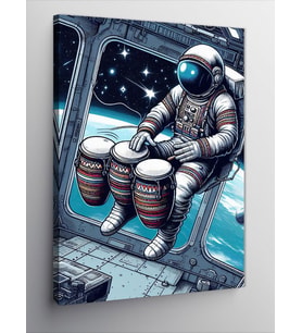 Kanvas Tablo Bongo Çalan Astronot