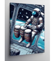 Kanvas Tablo Bongo Çalan Astronot