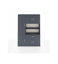Arges Dolap 10 Raflı Tek Çekmeceli 6 Kapaklı 132x30x195 Antrasit-Antrasit/Antrasit