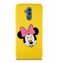 Huawei Mate 20 Lite Soft Premier Kapak Minnie Mouse-C Tasarımlı Silikon Kılıf - Sarı (Şeffaf)