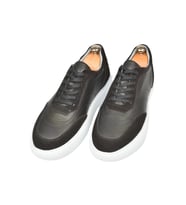 DeepSEA Erkek  Bağcıklı Eva Taban Hakiki Deri Ortopedik Spor Ayakkabı Sneaker2509966 (Siyah)