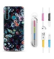 Realme 5i 5 Pro 6i 7 Pro 8 Kılıf Kablo Koruma Spiral Silikon Great Flowers 1304