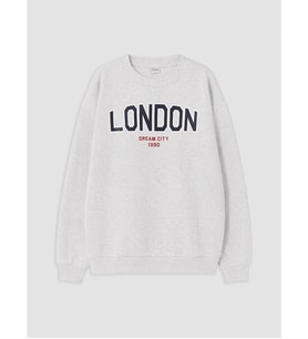LCW Kids Gri London Baskılı Erkek Çocuk Kalın Sweatshirt