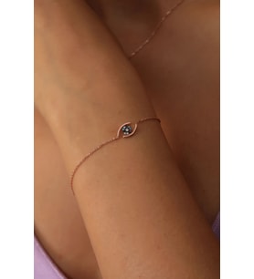 925 Ayar Gümüş Rose Kaplama Mix Taşlı Yarım Göz Bileklik