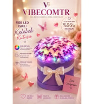 Sevgiliye Hediye RGB LED Işıklı Kelebek Kutusu Solmayan Çiçek Notunuz Eklenir Premium Silindir Hediye