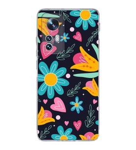 PrintiFy Xiaomi Mi 12 Lite ile Uyumlu 1mm Slim Fit Retro Renkler 1 Baskılı Şeffaf  Kılıf