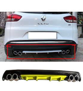 Renault Clio Mk4 SportTourer SW Sarı Difüzör Çiftli Yuvarlak Egzoz Görünümlü D Tip Difizör 2012-2019