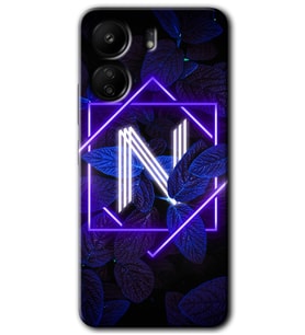 Xiaomi Redmi 13C Kılıf HD Desen Baskılı Kılıf - Dark Neon Yaprak N Harfi
