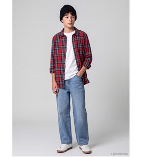 LCW Kids Kırmızı Ekose Desenli Gabardin Erkek Çocuk Gömlek