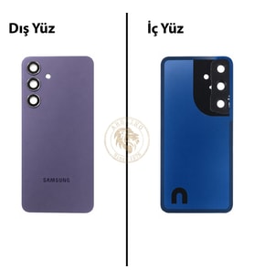 Samsung Galaxy S24 Mor Renk Lensli Arka Kapak Arka Cam Batarya Kapağı Pil Kapağı Lazer Kesim Back Cover Galaxy S24 Uyumlu