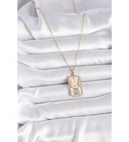 316L Çelik Gold Renk Zincir İkizler Burcu Zirkon Taşlı Kadın Kolye 5886 - SSSSSS6092-5101