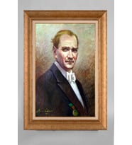 Altın Varaklı Paspartulu Çerçeveli Atatürk Tablo nt847