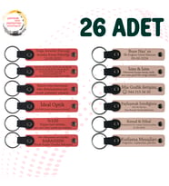 Nar Çiçeği & Pudra, 26’lı Set, İsim Yazılabilen Deri Anahtarlık, Doğa Turu Ekibine Özel Hediye