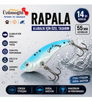 üzümoglu Lion Fishing Vib Blade SW Rapala 14gr 55mm Mavi Beyaz Titreşimli Sahte Balık Alabalık Turna Yemi