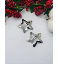 Gümüş Rengi Çok Şık Yıldızlı Çıtçıtlı Saç Tokası 2'li (3cm) Gri Tek Ebat