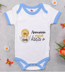 BK Kids Kişiye Özel Mavi Bebek Body Zıbın - Model 80