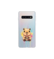 Samsung Galaxy S10 ile Uyumlu Splash Kapibara Tasarımlı Şeffaf Silikon Kılıf