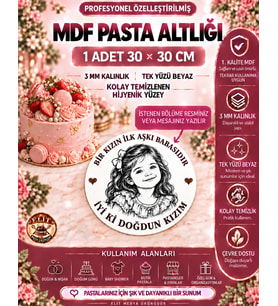 Kişiye Özel Fotoğraf ve Mesajlı MDF Pasta Altlığı – 30×30 cm