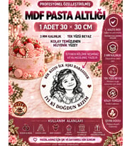 Kişiye Özel Fotoğraf ve Mesajlı MDF Pasta Altlığı – 30×30 cm