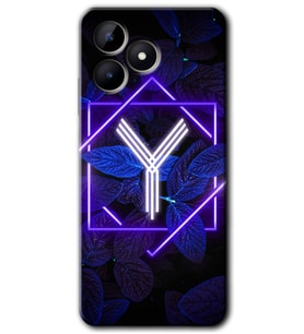 Realme C53 Kılıf HD Desen Baskılı Kılıf - Dark Neon Yaprak Y Harfi