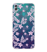 PrintiFy Huawei Y7 2019 Uyumlu Kamera Korumalı Floral Pudra Tasarımlı Şeffaf Silikon Kılıf