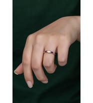 Gümüş Prenses Yüzük. Renkli Taşlı Ayarlanabilir Ölçü. Rose Gold Kaplama 925 Ayar Gümüş