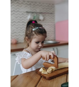 Güvenli Ahşap Çocuk Bıçağı ve Özel Kesme Tahtası Seti Mentessori