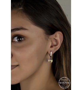 Union Swarovski Crystal Kadın Sallantılı Parlak Kalp Gümüş Küpe