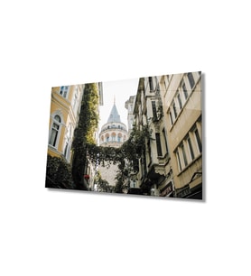 Miyrem Glasses Collection -A1^# Istanbul Galata Kulesi Manzara Cam Tablo (Çok Renkli)