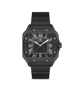 Ferro Quartz Çelik Siyah Köşeli Kasa 40 mm Erkek Kol Saati