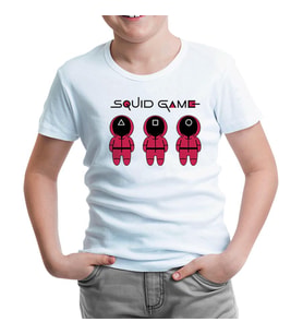 Squid Game - Maske Beyaz Çocuk Tshirt