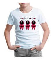 Squid Game - Maske Beyaz Çocuk Tshirt