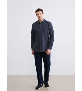 LCWAIKIKI Classic İndigo Regular Fit Çizgili Erkek Gömlek