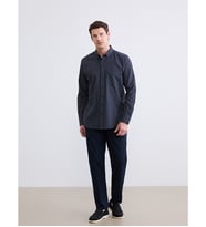 LCWAIKIKI Classic İndigo Regular Fit Çizgili Erkek Gömlek