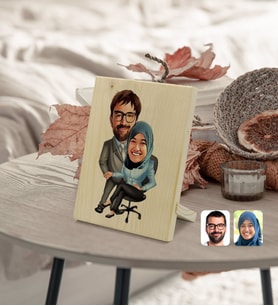 BK Gift Kişiye Özel Sevgililer Karikatürlü Dekoratif Ahşap Çerçeve Model 59