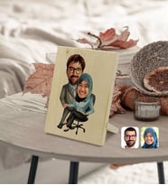 BK Gift Kişiye Özel Sevgililer Karikatürlü Dekoratif Ahşap Çerçeve Model 59