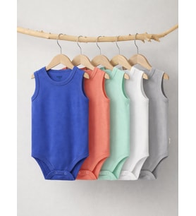 Civil Baby 5 li Basıc Sıfır Kol 0-36 Ay Çıtçıtlı Badi - Kırmızı