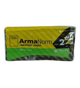 ArmaNorm Takviyeli Çanta Poşet Siyah Çizgili Desen 35X25 50 Adet No:2