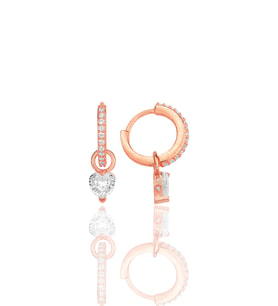 Gümüş rose kalp kesim zirkon taşlı halka küpe SGTL12253ROSE