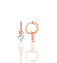 Gümüş rose kalp kesim zirkon taşlı halka küpe SGTL12253ROSE