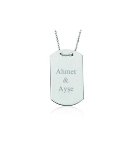 Gümüş İsimli Asker Künyesi Kolye