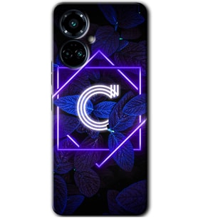 Tecno Camon 19 Pro Kılıf HD Desen Baskılı Kılıf - Dark Neon Yaprak C Harfi