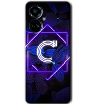 Tecno Camon 19 Pro Kılıf HD Desen Baskılı Kılıf - Dark Neon Yaprak C Harfi