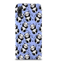 Huawei Y6 2019 Uyumlu Lansman Kılıf Panda Tasarımlı İçi Kadife Kapak-Lila (Şeffaf)