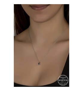 Ucarticaret S-warovski Crystal Taşlı Damla Gümüş Kadın Kolye