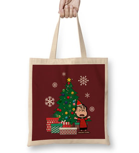 Linus Van Pelt Around The Christmas Tree Peanuts Bez Çanta Uzun Saplı