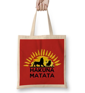 Hakuna Matata 02 Bez Çanta Uzun Saplı