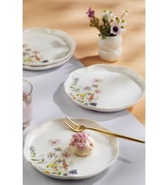 Kütahya Porselen Kütahya Porselen Bone Velora 4 Parça 20 Cm Pasta Tabağı Çiçekli