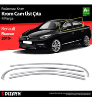 Renault Fluence Krom Cam Üst Çıtası 4 Prç 2010-2016